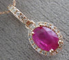 ESTATE 1.02CT ROUND DIAMOND & AAA RUBY 14KT ROSE GOLD 3D CLASSIC OVAL PENDANT