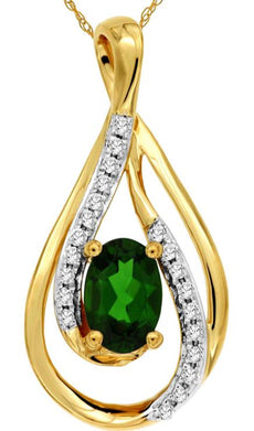 .53CT DIAMOND & AAA RUSSALITE 14KT YELLOW GOLD 3D OVAL INFINITY FLOATING PENDANT