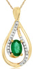 0.53CT DIAMOND & AAA EMERALD 14KT YELLOW GOLD 3D OVAL & ROUND FLOATING PENDANT
