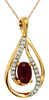 0.68CT DIAMOND & AAA RUBY 14K YELLOW GOLD OVAL & ROUND INFINITY TEAR DROP PENDANT