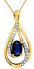 0.68CT DIAMOND & AAA SAPPHIRE 14KT YELLOW GOLD 3D OVAL & ROUND TEAR DROP PENDANT