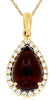 2.14CT DIAMOND & AAA GARNET 14K YELLOW GOLD PEAR SHAPE & ROUND FLOATING PENDANT