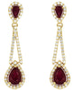 LARGE 2.66CT DIAMOND & AAA RUBY 14KT YELLOW GOLD 3D PEAR SHAPE HANGING EARRINGS