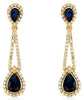 3.06CT DIAMOND & AAA SAPPHIRE 14KT YELLOW GOLD 3D TEAR DROP HANGING EARRINGS