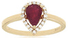 .87CT DIAMOND & AAA RUBY 14K YELLOW GOLD PEAR SHAPE & ROUND HALO ENGAGEMENT RING