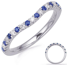 .39CT DIAMOND & AAA SAPPHIRE 14K WHITE GOLD 3D ROUND WAVE SEMI ETERNITY FUN RING