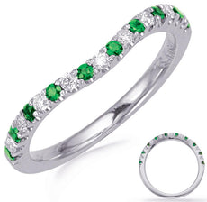 .40CT DIAMOND & AAA TSAVORITE 14KT WHITE GOLD ROUND WAVE SEMI ETERNITY FUN RING