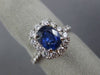 ESTATE LARGE 2.17CT DIAMOND & AAA SAPPHIRE 18KT WHITE GOLD HALO ENGAGEMENT RING