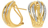 WIDE .32CT DIAMOND 14K YELLOW GOLD MULTI ROW MULTI WAVE CLIP ON HANGING EARRINGS
