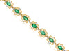 4.02CT DIAMOND & AAA EMERALD 14K YELLOW GOLD OVAL & ROUND FLOWER TENNIS BRACELET