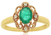 .84CT DIAMOND & AAA EMERALD 14K YELLOW GOLD OVAL & ROUND MULTI HEART FLOWER RING