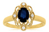 1.04CT DIAMOND & AAA SAPPHIRE 14KT YELLOW GOLD 3D OVAL OPEN FILIGREE FLOWER RING