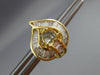ESTATE LARGE 1.5CT BAGUETTE DIAMOND 14K YELLOW GOLD 3D HEART SEMI MOUNT EARRINGS