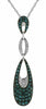 ESTATE .50CT WHITE & BLUE DIAMOND 14KT WHITE GOLD TEAR DROP JOURNEY LOVE PENDANT