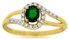 0.53CT DIAMOND & AAA EMERALD 14KT YELLOW GOLD 3D OVAL & ROUND LOVE KNOT FUN RING