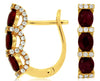 1.75CT DIAMOND & AAA RUBY 14KT YELLOW GOLD 3D OVAL & ROUND HANGING EARRINGS
