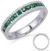 .56CT DIAMOND & AAA EMERALD 14KT WHITE GOLD ROUND 3 ROW CLASSIC ANNIVERSARY RING