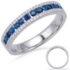 .64CT DIAMOND & AAA SAPPHIRE 14K WHITE GOLD ROUND 3 ROW CLASSIC ANNIVERSARY RING