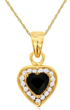 .75CT DIAMOND & AAA SAPPHIRE 14KT YELLOW GOLD 3D HEART SHAPE FLOATING PENDANT
