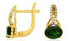 2.0CT DIAMOND & AAA RUSSALITE 14KT YELLOW GOLD 3D OVAL & ROUND HANGING EARRINGS