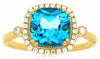 2.78CT DIAMOND & AAA BLUE TOPAZ 14KT YELLOW GOLD CUSHION & ROUND HALO FUN RING