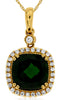 2.33CT DIAMOND & AAA RUSSALITE 14KT YELLOW GOLD CUSHION & ROUND SQUARE PENDANT