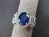 ANTIQUE LARGE 3.55CT DIAMOND & SAPPHIRE 14KT WHITE GOLD FLORAL ENGAGEMENT RING