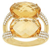 LARGE 9.74CT DIAMOND & AAA CITRINE 14KT YELLOW GOLD 3D OVAL & ROUND 2 STONE RING