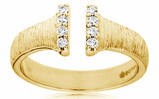 ESTATE .14CT DIAMOND 14KT YELLOW GOLD 3D CLASSIC DOUBLE BAR TENSION FUN RING