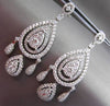 ESTATE LARGE 4.23CT DIAMOND 18KT WHITE GOLD 3D PEAR SHAPE HALO HANGING EARRINGS