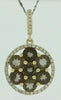 1.86CT DIAMOND & AAA SMOKY TOPAZ 14KT YELLOW GOLD 3D FLOWER HALO LOVE PENDANT