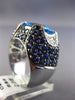 ESTATE LARGE 12.75CT DIAMOND AAA BLUE TOPAZ & SAPPHIRE 18KT WHITE GOLD FUN RING