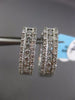 ESTATE .78CT DIAMOND 14KT WHITE GOLD ETOILE ELONGATED HOOP HUGGIE EARRINGS 4.5mm