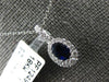 ESTATE .73CT DIAMOND & AAA SAPPHIRE 18K WHITE GOLD 3D CLASSIC OVAL HALO PENDANT