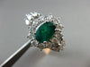 ESTATE LARGE 2.26CT DIAMOND & AAA EMERALD 18K WHITE GOLD 3D HALO ENGAGEMENT RING