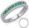 .77CT DIAMOND & AAA EMERALD 14KT WHITE GOLD 3D ROUND & PRINCESS ANNIVERSARY RING