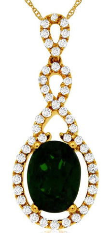 1.56CT DIAMOND & AAA RUSSALITE 14K YELLOW GOLD 3D OVAL INFINITY FLOATING PENDANT
