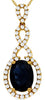 1.73CT DIAMOND & AAA SAPPHIRE 14KT YELLOW GOLD 3D OVAL & ROUND FLOATING PENDANT