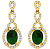 1.82CT DIAMOND & EMERALD 14KT YELLOW GOLD OVAL & ROUND INFINITY HANGING EARRINGS