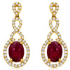 2.22CT DIAMOND & AAA RUBY 14K YELLOW GOLD OVAL & ROUND INFINITY HANGING EARRINGS