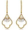 .73CT DIAMOND 14K YELLOW GOLD ROUND & BAGUETTE FLOWER TEAR DROP HANGING EARRINGS