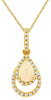 0.36CT DIAMOND & AAA OPAL 14KT YELLOW GOLD 3D PEAR SHAPE & ROUND FLOATING PENDANT