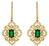 1.27CT DIAMOND & AAA EMERALD 14K YELLOW GOLD 3D FLOWER FILIGREE HANGING EARRINGS