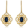1.57CT DIAMOND & AAA SAPPHIRE 14KT YELLOW GOLD 3D OPEN FILIGREE HANGING EARRINGS