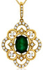.94CT DIAMOND & AAA EMERALD 14KT YELLOW GOLD 3D OVAL & ROUND FLOATING PENDANT