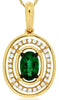 .51CT DIAMOND & AAA EMERALD 14KT YELLOW GOLD 3D OVAL & ROUND FLOATING PENDANT