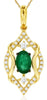 .56CT DIAMOND & AAA EMERALD 14KT YELLOW GOLD 3D MARQUISE SHAPE FLOATING PENDANT