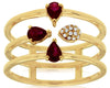 0.50CT DIAMOND & AAA RUBY 14KT YELLOW GOLD 3D ROUND & PEAR SHAPE FLOWER FUN RING