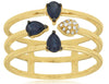 .56CT DIAMOND & AAA SAPPHIRE 14KT YELLOW GOLD ROUND & PEAR SHAPE MULTI ROW RING