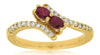 .60CT DIAMOND & AAA RUBY 14KT YELLOW GOLD OVAL & ROUND 2 STONE CRISS CROSS RING